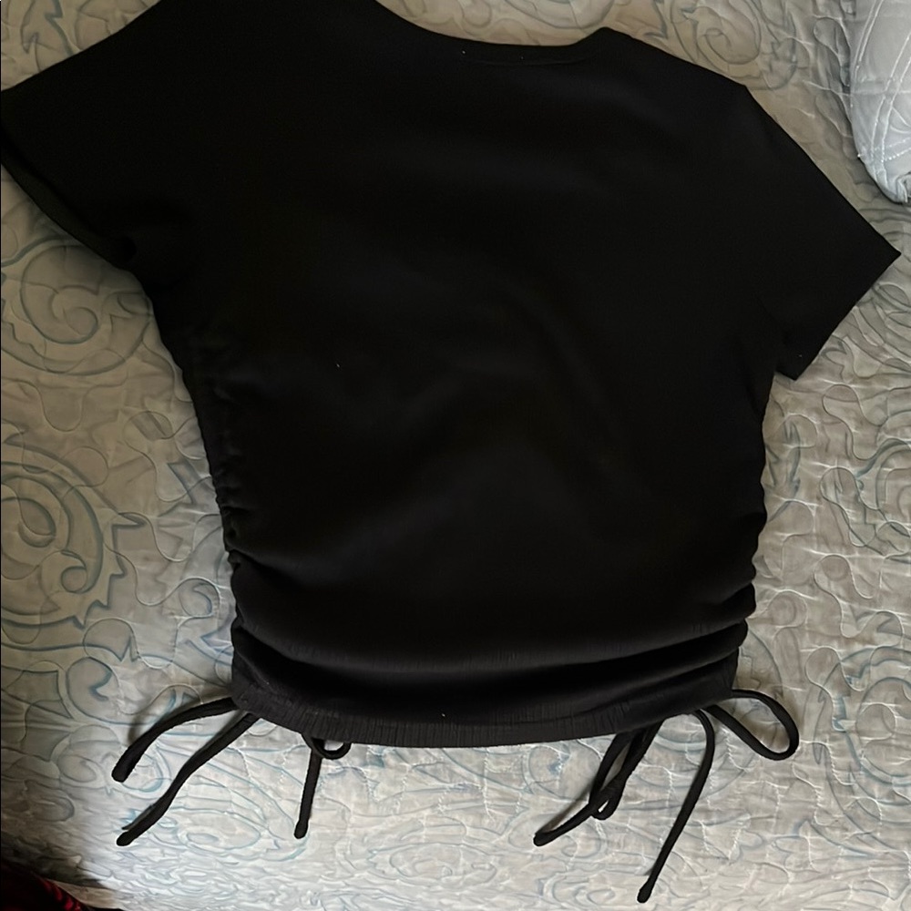 Black Button-Up Ruched Top - Picture 3 of 3